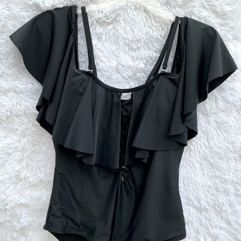 Womens Tummy Control Bathing Suit One Pieces Swimsuit Size L Black